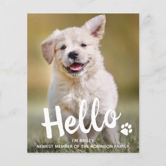 Budget Hello New Pet Photo Puppy Dog Announcement  (Front)