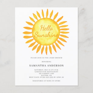 Budget Hello Sunshine Baby Shower Invitation Flyer