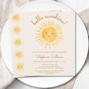 Budget Hello Sunshine Boho Baby Shower Invitation