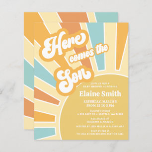 Budget Here comes the son baby shower Invitation