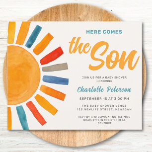 Budget Here Comes the Son Baby Shower Invitation