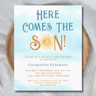 Budget Here Comes The Son Baby Shower Invitation