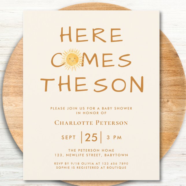 Budget Here Comes The Son Baby Shower Invitation (Creator Uploaded)