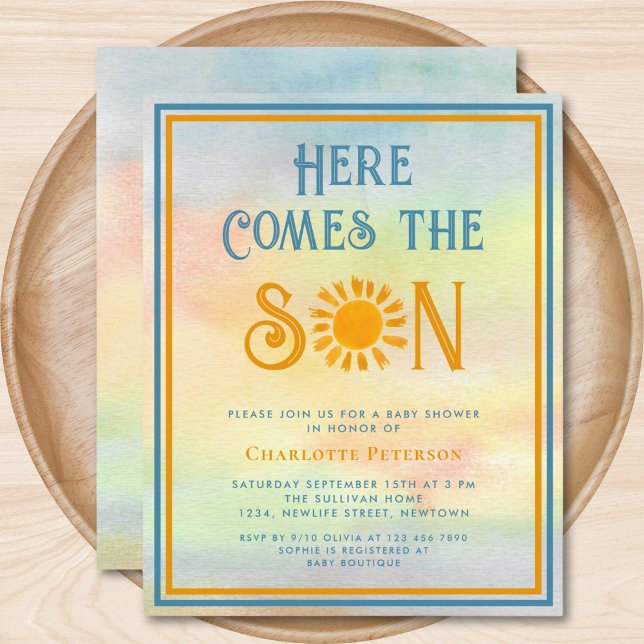 Budget Here Comes The Son Baby Shower Invitation (Creator Uploaded)