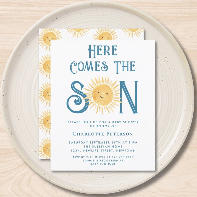 Budget Here Comes The Son Baby Shower Invitation (Creator Uploaded)