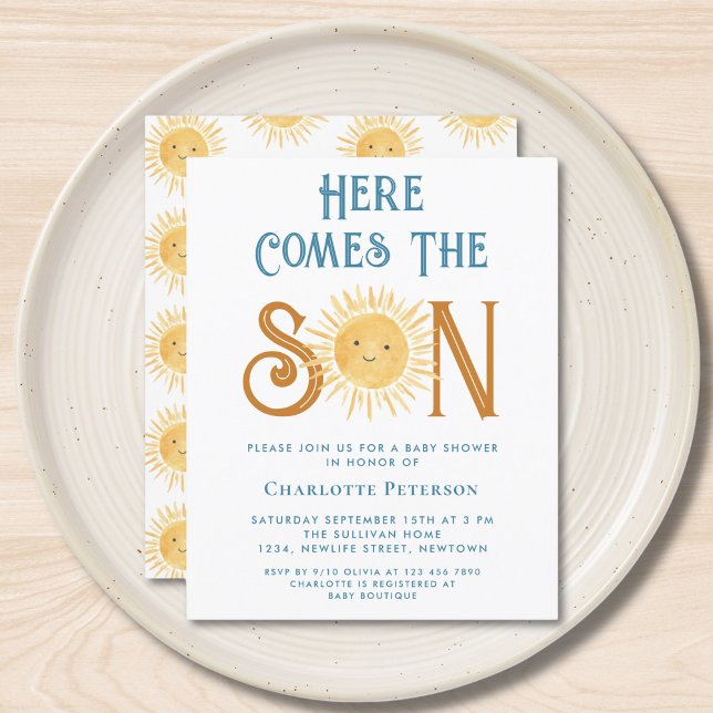 Budget Here Comes The Son Baby Shower Invitation (Creator Uploaded)