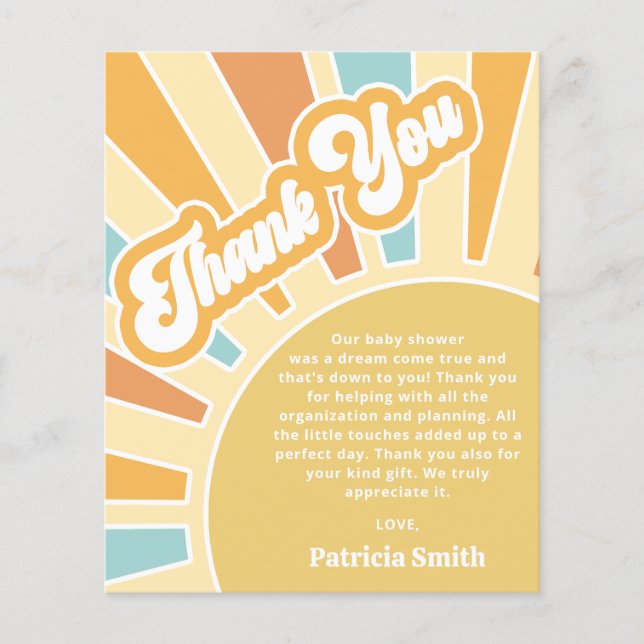 Budget Here comes the son baby shower Thank You (Front)