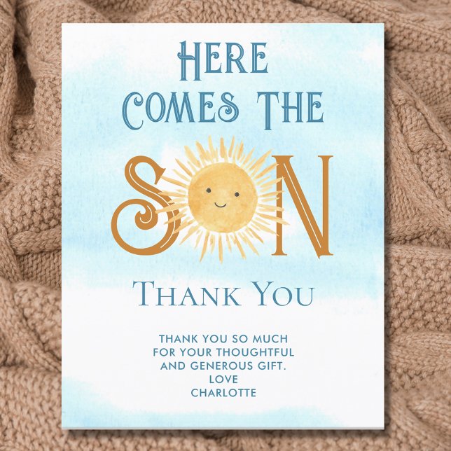 Budget Here Comes The Son Baby Shower Thank You (Creator Uploaded)