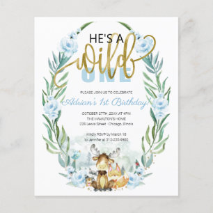 Budget He's A Wild One 1st Birthday Invitation