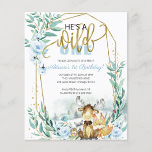 Budget He's A Wild One 1st Birthday Invitation