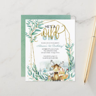 Budget  He's A Wild One First Birthday Invitation