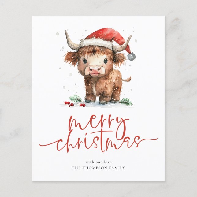 Budget Highland Cow 2026 Calendar Merry Christmas (Front)