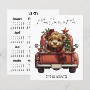 Budget Highland Cow 2027 Calendar Truck Christmas