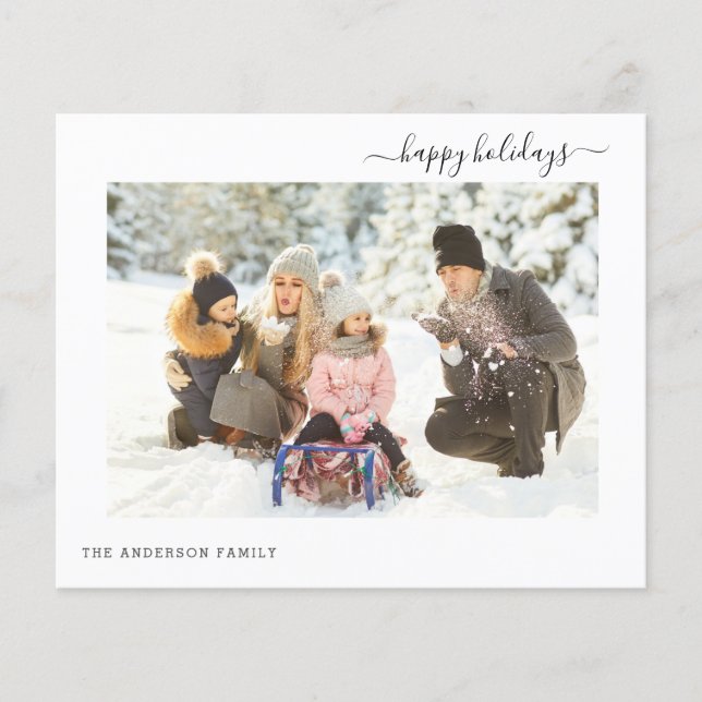 Budget Holiday 2 Photo Modern Minimal 2022 Card (Front)