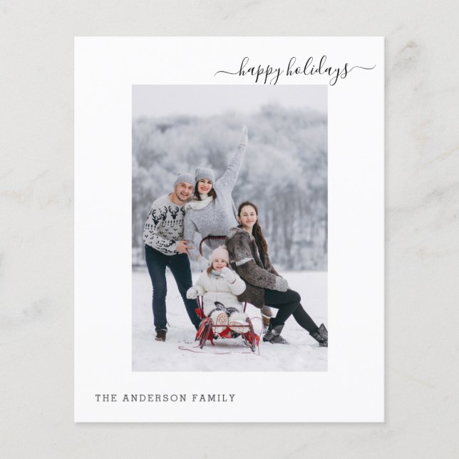 Budget Holiday 2 Photo Modern Minimal 2024 Card (Front)