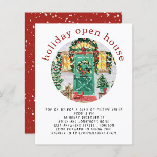 Budget Holiday Open House Party Red Invite