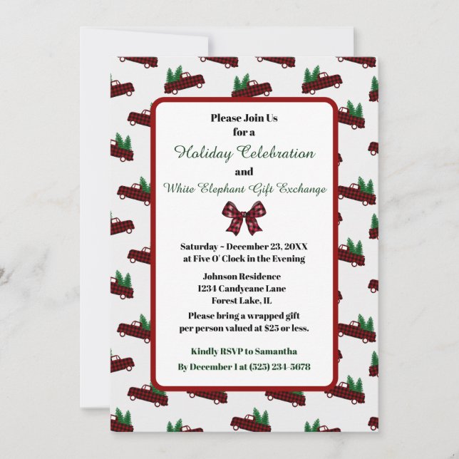 Budget Holiday Party Vintage Truck Invitation (Front)