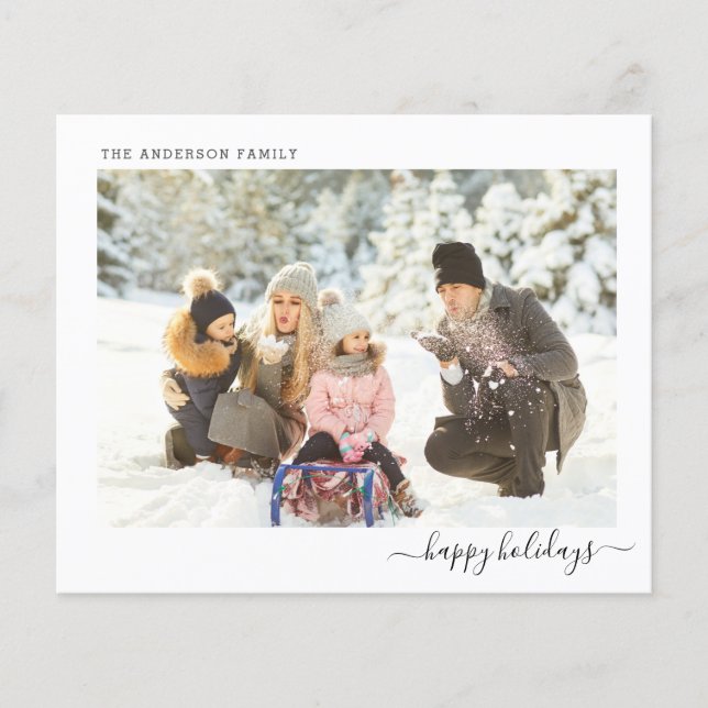 Budget Holiday Photo Modern Minimal 2024 Xmas Card (Front)