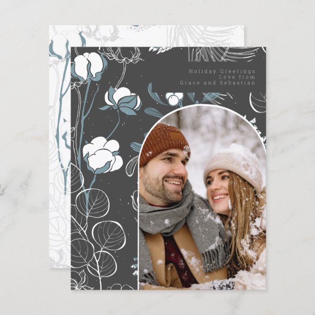 BUDGET Holiday Winter Botanical Photo Personalised (Front/Back)