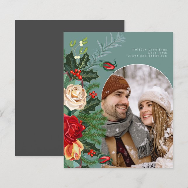BUDGET Holiday Winter Botanical Photo Personalised (Front/Back)