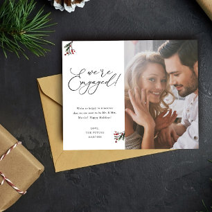 Budget Holly Berry We're Engaged 1 Photo Holiday Flyer