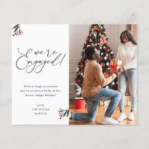 Budget Holly Berry We're Engaged 2 Photo Holiday Flyer