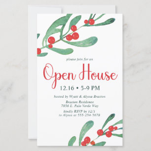 Budget Holly Open House Party Invitation