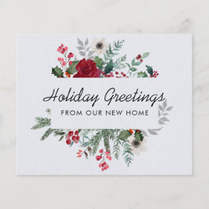 Budget Holly, Pine and Roses Holiday Moving Card