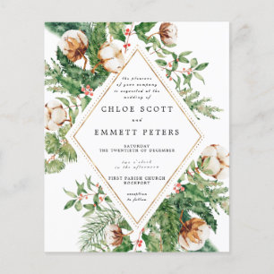 Budget Holly Pine Winter Wedding Invitation