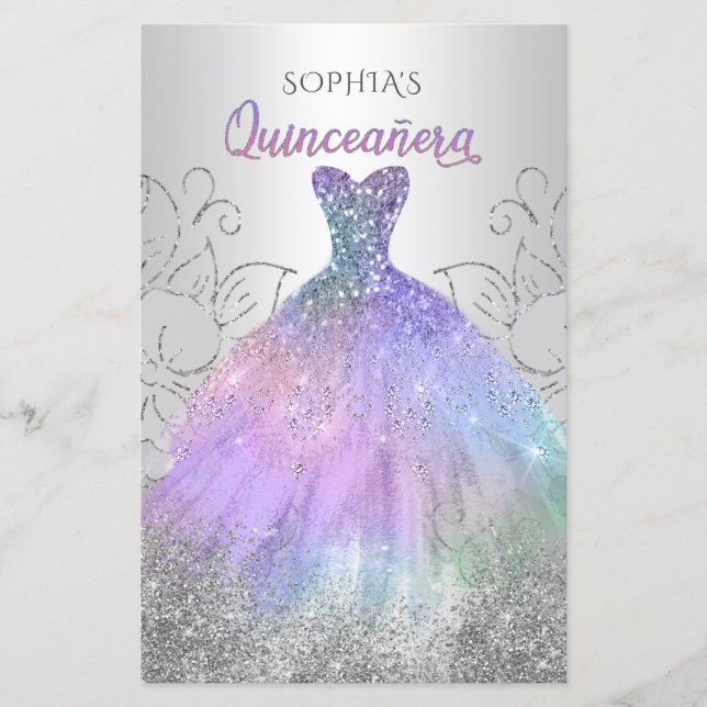 Budget Hologram Dress Quinceañera Invitation (Front)