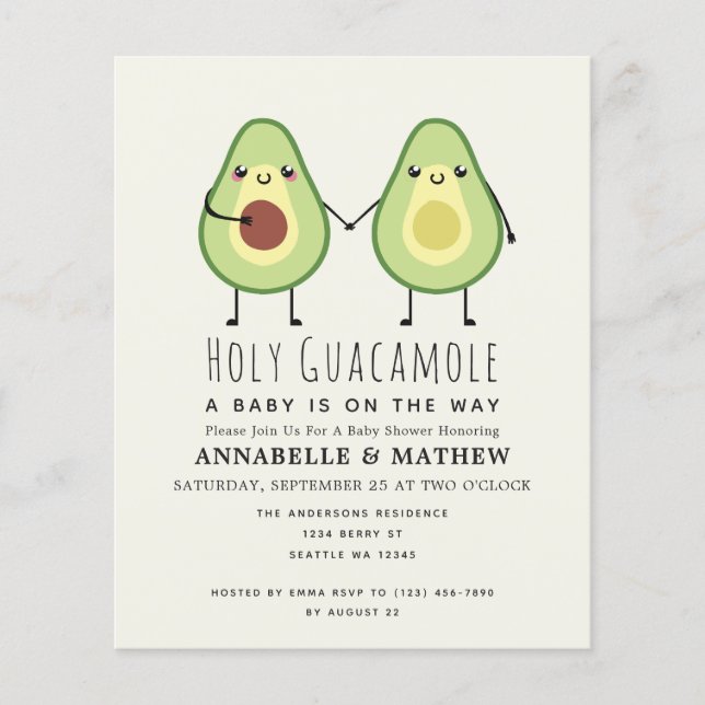 Budget Holy Guacamole Couples Baby Shower Invite (Front)
