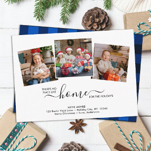 Budget Home Holidays 3 Photo Blue Plaid Moving Card