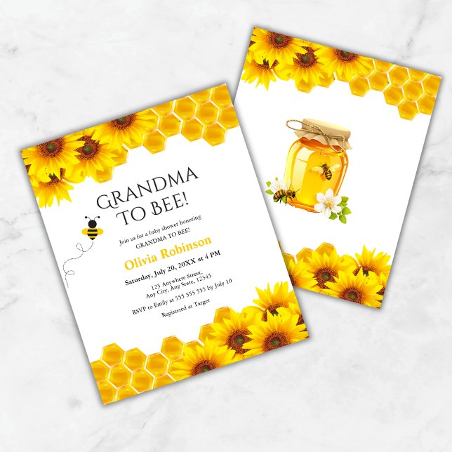 Budget Honeycomb Grandma to Bee Baby Shower Invite (Budget Yellow Floral Honeycomb Grandma to Bee Baby Shower Invitation )