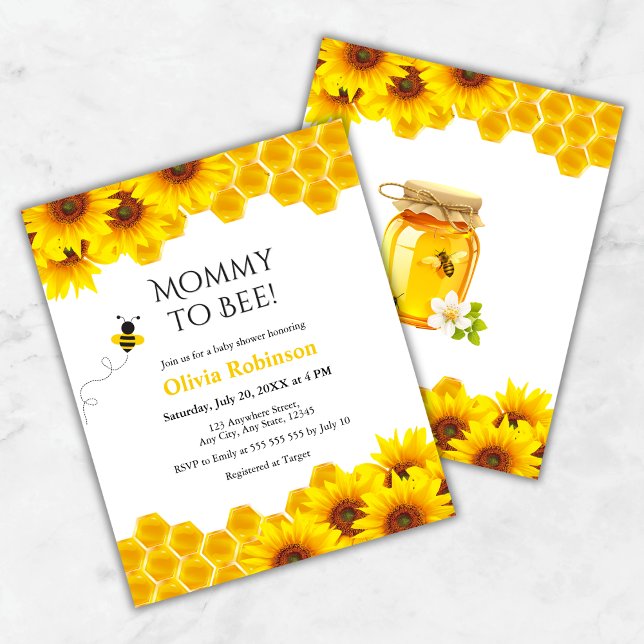 Budget Honeycomb Mummy to Bee Baby Shower Invite  (Budget Yellow Floral Honeycomb Mommy to Bee Baby Shower Invitation )