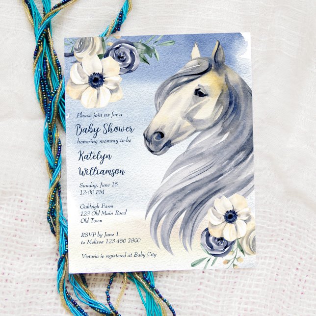 Budget Horse ranch watercolor flowers baby shower  (Creator Uploaded)