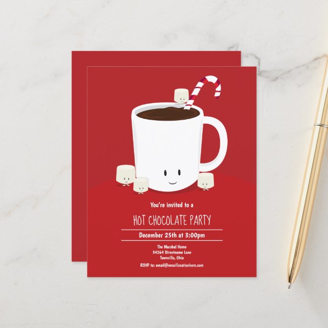 Budget Hot Chocolate Christmas Party Invitation (Front/Back In Situ)