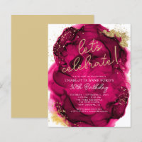 Budget Hot Pink Gold Glitter Alcohol Ink Birthday