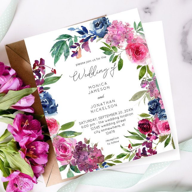 Budget Hot Pink & Navy Blue Floral Wedding (Creator Uploaded)