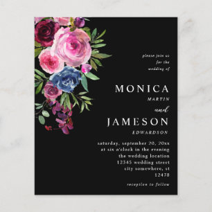 Budget Hot Pink & Navy Blue Floral Wedding 3 Black Flyer