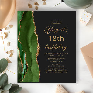 Budget Hunter Green Agate Script 18th Birthday