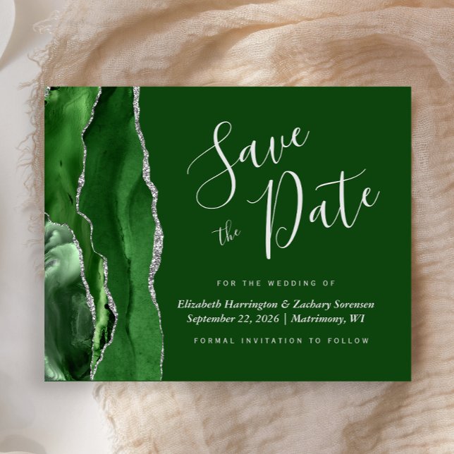 Budget Hunter Green Silver Agate Save the Date (Creator Uploaded)