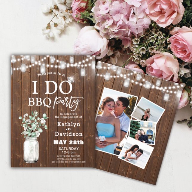 BUDGET I DO Engagement 4 Photo BBQ Invitation (Creator Uploaded)