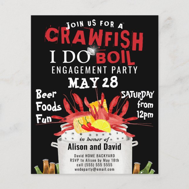 BUDGET I DO Engagement Crawfish Boil Invitation Flyer (Front)