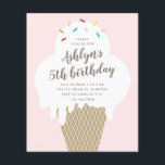 Budget Ice Cream Kids Birthday Party invitation<br><div class="desc">A fun children's birthday party invite featuring hand drawn ice cream cone and rainbow sprinkles. All text is editable so you can change the font, colour, placement and wording to make this invitation suite your needs. You can also easily change the background colour to match your party theme or gender....</div>