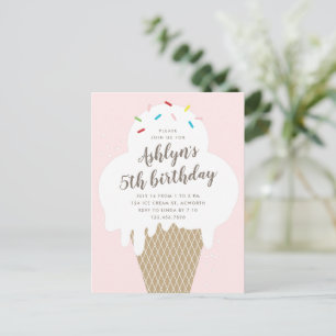 Budget Ice Cream Kids Birthday Party Invitation Postcard