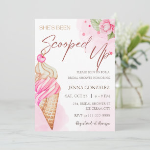 Budget Ice Cream Scooped Up Pink Bridal Shower Invitation
