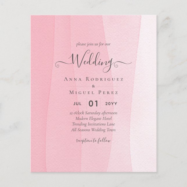 BUDGET Iced Pink Ombre Wedding Invites Flyer (Front)