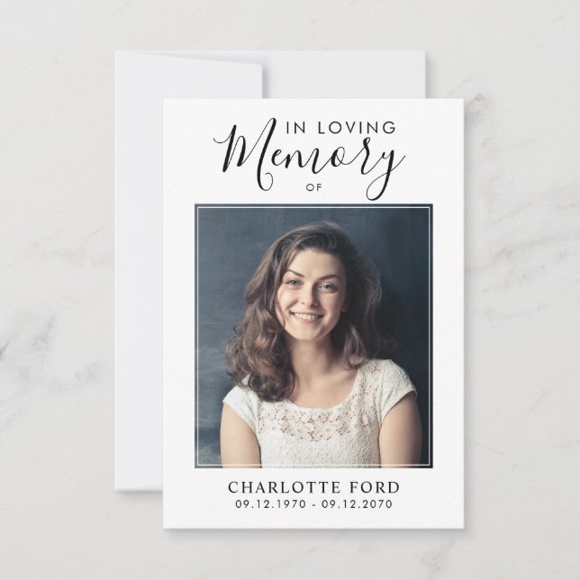 Budget In Loving Memory Photo Funeral Memorial Card (Front)