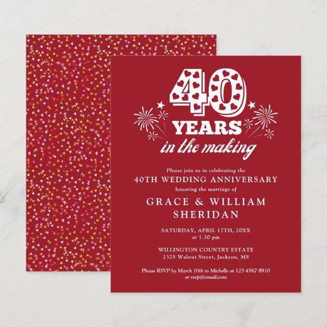 Budget In The Making 40th Anniversary Invitation (Front/Back)