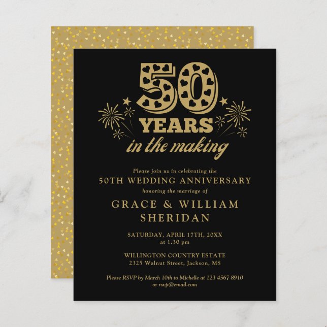 Budget In The Making 50th Anniversary Invitation (Front/Back)
